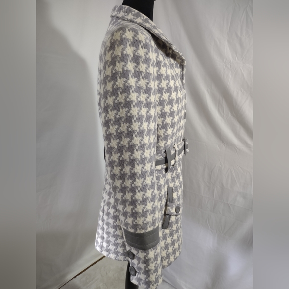 POINTZERO NICOLE BENISTI Women's White/Grey Houndstooth Pea Coat Size Medium - Picture 3 of 13